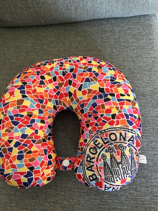 lk cb Other - Colorful Mosaic Kids Travel Neck Pillow with Barcelona Patch - Multicolor